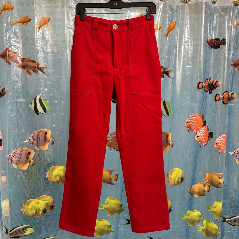 Fashion Brand Company Face Cut Out Red Pants - Picture 3 of 4